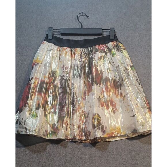 BeBe Fun Printed Metallic Chiffon Skirt Women's Size S/P - Picture 1 of 4